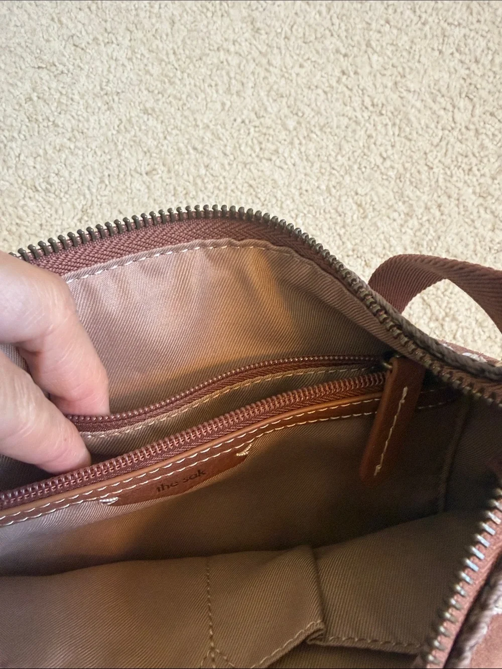 Like new “The Sak Lucia Crossbody” Women's Brown Suede Bag with Adjustable Strap